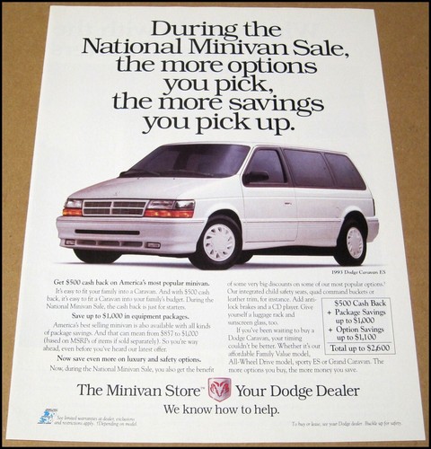1993 dodge caravan print - dodge, ad